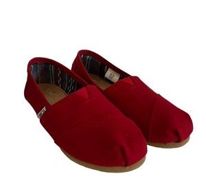 Toms Alpargata Heritage Canvas Women's Size 6W Red Slip On Shoes